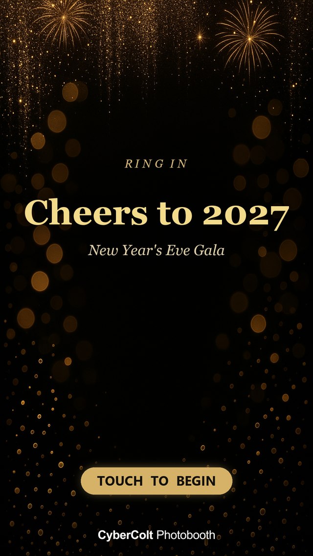 New Year's Eve photo booth welcome screen example