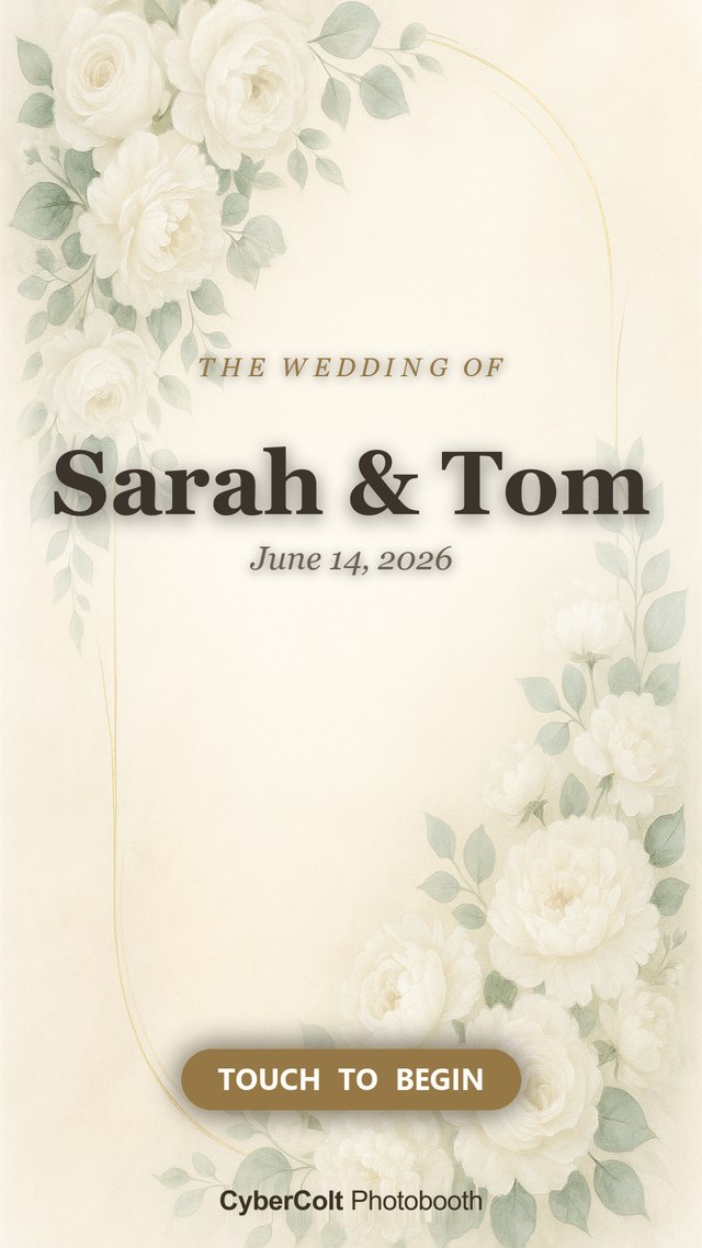 Elegant wedding photo booth welcome screen example